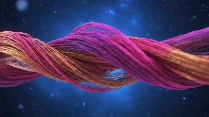Wall Mural - vibrant pink and gold abstract cosmic threads weave and undulate in a seamless loop of celestial ene