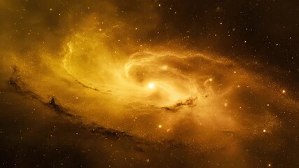Wall Mural - warm yellow and brown abstract cosmic dust swirls in a gentle, seamlessly looping galactic flow eart
