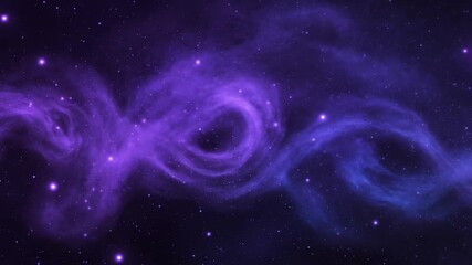 Wall Mural - A seamlessly looping video depicting abstract purple blue cosmic dust trails, spiraling and intertwining like a soft galactic current, full of gentle light points smooth, violet, soft galactic