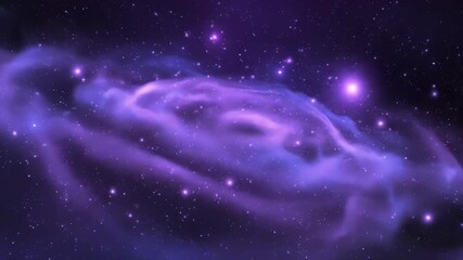 Wall Mural - A seamlessly looping video depicting abstract purple blue cosmic dust trails, spiraling and intertwining like a soft galactic current, full of gentle light points indigo, fluid motion, organic