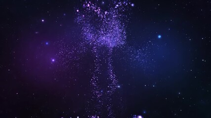 Wall Mural - A seamlessly looping video depicting abstract purple blue light particles, slowly rising and dissipating into a vast, deep space, like distant nebulae colorful, fantasy, violet