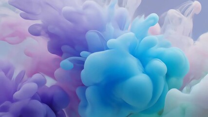 Wall Mural - a seamlessly looping video depicting dreamy pastel hues softly floating and swirling like cosmic wat