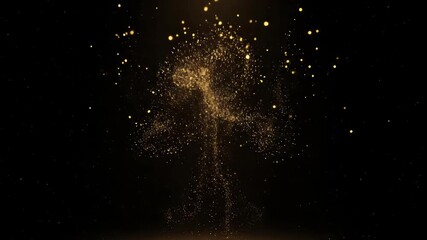 Wall Mural - a seamlessly looping video featuring golden shimmering energy particles gracefully rising and expand