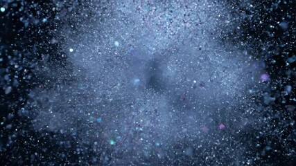 Wall Mural - A seamlessly looping video of a shimmering crystal dust cloud slowly expanding and refracting light in deep space science, visuals, backdrop