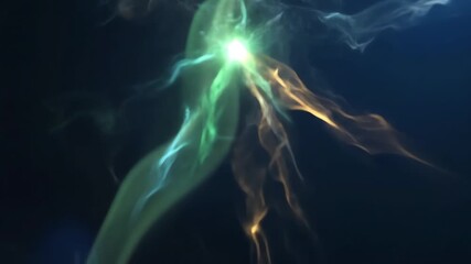 Wall Mural - a seamlessly looping video of a spiritual energy flow, with iridescent greens and gold gently rising