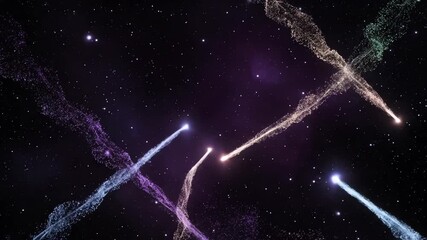 Wall Mural - a seamlessly looping video showing glimmering stardust trails slowly weaving and dancing across a de