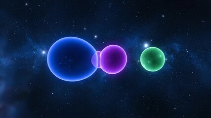 Wall Mural - a seamlessly looping video of luminous spheres gently drifting and morphing through an infinite cosm