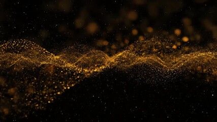 Wall Mural - abstract dark deep space background with shimmering golden and orange particles gently floating and 