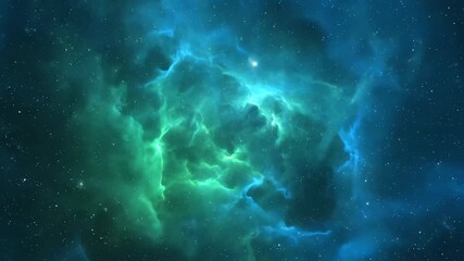 Wall Mural - abstract deep cosmic nebula with slowly pulsating green and blue bioluminescent patterns, a seamless