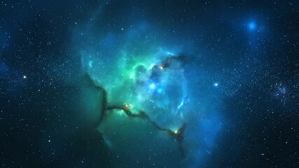Wall Mural - abstract deep cosmic nebula with slowly pulsating green and blue bioluminescent patterns, a seamless