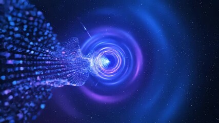 Wall Mural - Abstract digital data stream flowing rapidly through a deep space tunnel of light, a seamlessly looping video for tech backgrounds technology, future, information
