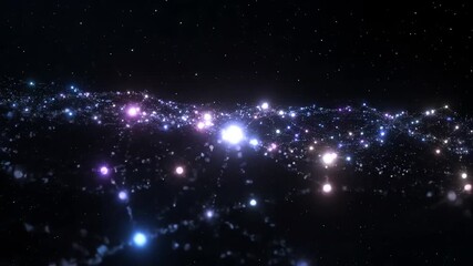 Wall Mural - Abstract cosmic web of interconnected glowing particles and energy lines, slowly pulsating in deep space, a seamless loop movement, future, commercial