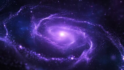 Wall Mural - abstract galactic spiral formation of violet energy and shimmering light, seamless loop shimmering l