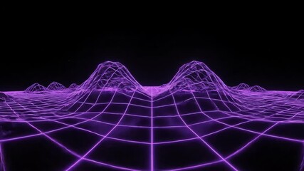 Wall Mural - Abstract Geometric Purple Grid Shifting and Warping in a Futuristic Space, Seamless Loop pattern, warping, dynamic