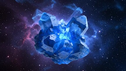 Wall Mural - abstract glowing sapphire crystal formations grow and dissolve in a seamlessly looping cosmic enviro