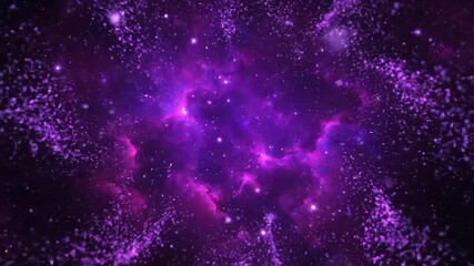 Wall Mural - abstract nebula of deep purple and ultraviolet hues, with glowing particles expanding in a perfect, 