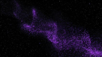 Wall Mural - abstract particle stream of glowing purple dust moving through deep space, seamless loop seamless lo