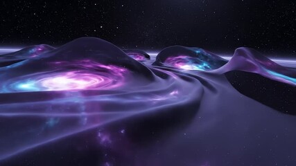 Wall Mural - Abstract space-time fabric bending and warping in a smoothly animated, seamlessly looping sequence abstractart, warping, universe
