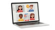 © Adi - 3D Illustration of Virtual School Distance Learning Scene on Laptop Screen Featuring Diverse Students