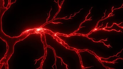 Wall Mural - an organic starlight glow creating a deep red, vein-like network of flowing energy, slowly spreading