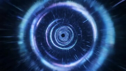 Wall Mural - abstract space tunnel with rotating rings of light and energy, creating a warp speed effect in a sea