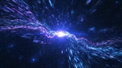 Wall Mural - Bright cosmic cyan and magenta hues rapidly flickering and shimmering, creating an energetic, futuristic light show in a loop motion, design, digital