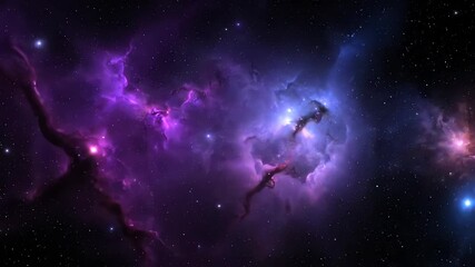 Wall Mural - cinematic seamlessly looping video of glowing ultraviolet nebula clouds drifting peacefully spectrum