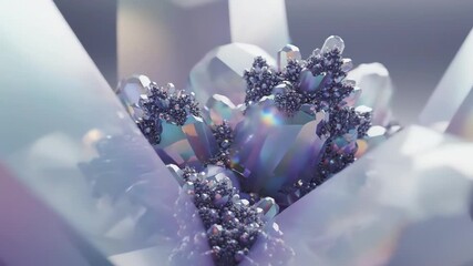 Wall Mural - complex fractal crystal patterns expand and refract light, creating a mystical, dreamy, seamless loo