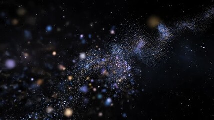 Wall Mural - Continuous stream of astral dust in a seamlessly looping video, with fine, glowing particles flowing through an abstract cosmic void fluid, cosmic, particles