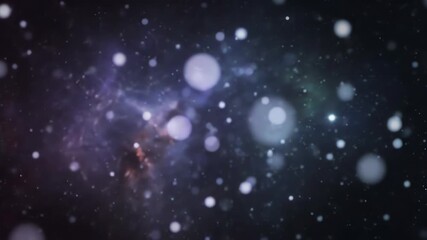 Wall Mural - celestial bokeh drifts gently in a seamlessly looping video, featuring soft, out-of-focus light orbs