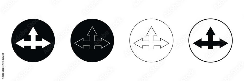 Way direction arrow sign. three arrow, way sign, road direction icon ...