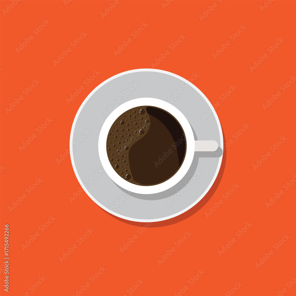 
This is a digital illustration of a cup of black coffee from a top-down perspective.