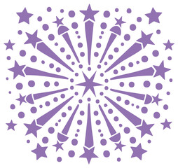 Wall Mural - stylized purple star burst graphic design with radiating dots and abstract geometric celebration ele