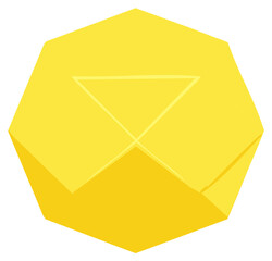 Wall Mural - Geometric illustration of a yellow origami shape with light and shadows, geometric abstraction