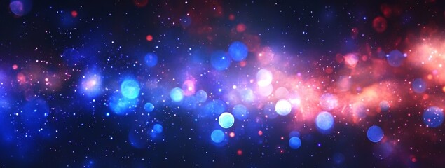 Cosmic nebula with glowing stars and colorful bokeh effects in deep space