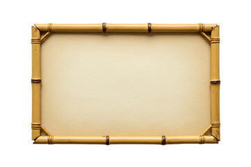 Rectangular bamboo frame with beige mat for decorative art displays, isolated vector on transparent background.
