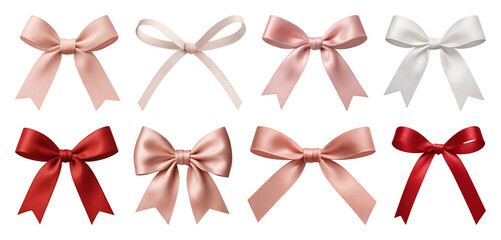 Wall Mural - png elegant satin bows collection, element set on transparent background
