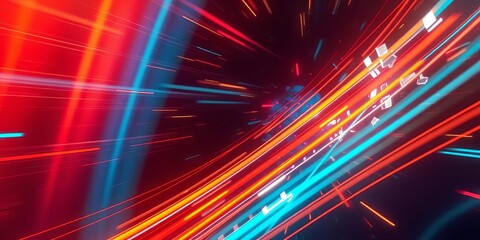 Wall Mural - Abstract streaks of light depicting rapid digital movement in cyberspace, data, virtual