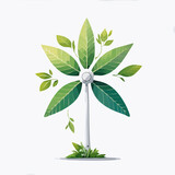 Ekologiczna turbina wiatrowa z liści jako symbol zielonej energii, zrównoważonego rozwoju i odnawialnych źródeł natury