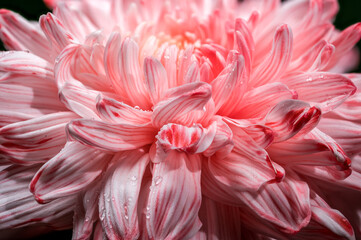 Wall Mural - Pink and white spider chrysanthemum flower on a dark background