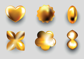 3D Luxurious Gold Shapes Design