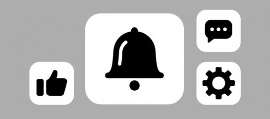 Notification Icons Bell, Like, Chat, Settings