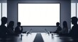 © WisChi - Businesspeople Silhouetted at Conference Table with Blank Presentation Screen