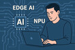 © ณภัทร วงค์มาวิวัฒน์ - AI Edge Tech: An individual intensely focused on AI, with the word 'AI' prominently displayed, showcasing cutting-edge tech innovation.