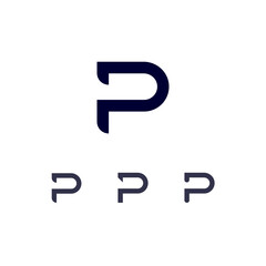 Wall Mural - Technical logo Letter P, digital cyber space alphabet font, set of three different of the made stencil style