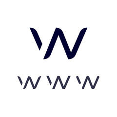 Wall Mural - Technical logo Letter W, digital cyber space alphabet font, set of three different of the made stencil style