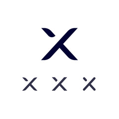 Wall Mural - Technical logo Letter X, digital cyber space alphabet font, set of three different of the made stencil style