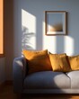 © Chandlerlikes - wall art mockup in living room, framed artwork, modern interior, sunlight streaming