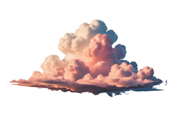 Wall Mural - Pink and white cumulus clouds, isolated on transparent background, dreamy and ethereal. background removed