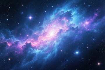 Wall Mural - A cosmic night sky with brilliant stars and nebulae forms a deep space background